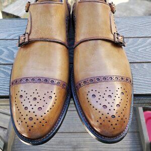 Magnanni 9.5-M Tan  Monk Strap Mens Dress Shoes